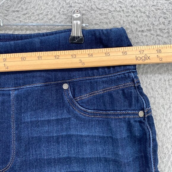 Chicos Jeans Womens 1 US 8 Blue Perfect Stretch Pull On Bootcut Dark Wash Denim* - Picture 10 of 14